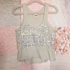 PINK Victoria's Secret | Grey Sequin Tank Top